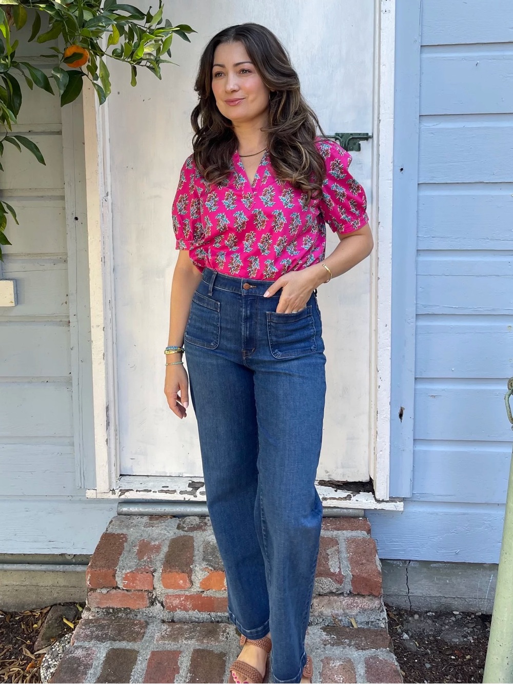 Madewell The Emmett Patch Pocket High Waist Wide Leg Jeans